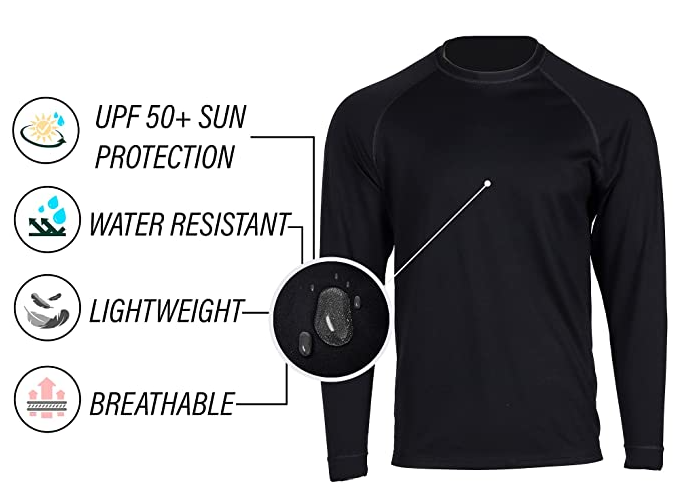 Koredry Loose Fit Long Sleeve Shirt For Water Sports – Water-Resistant, UPF 50+